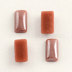 Pearlized Plated Opaque Glass Cabochons, Rectangle, Sienna, 10x5x2.5mm