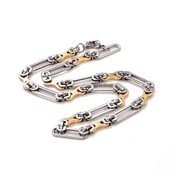 Vakuumbeschichtung 304 Halskette mit ovalen Gliederketten aus Edelstahl, Hip-Hop-Schmuck für Männer und Frauen, goldenen und Edelstahl Farbe, 24.02 Zoll (61 cm)