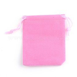 Pochettes rectangle en velours, sacs-cadeaux, rose, 12x10 cm