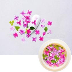 Paper Cabochons, Nail Art Decorations, Mixed Flower & Leaf, Mixed Color, 5~9x4~7x0.1mm, about 50pcs/box