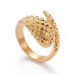 Revestimiento iónico (ip) 304 anillos de acero inoxidable, anillos abiertos, textura, dorado, tamaño de 6~9, diámetro interior: 16.5~18.9 mm