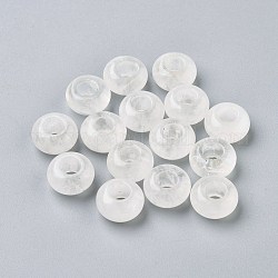 Cuentas europeas de cristal de cuarzo natural., Abalorios de grande agujero, rerondana plana, 14x7~8mm, agujero: 6 mm