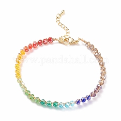 Bracelet de cheville tressé en verre, bijoux en fil de laiton pour femmes, colorées, 7-7/8 pouce (20 cm)