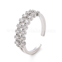 Открытое кольцо-манжета из прозрачного кубического циркония, украшения из латуни для женщин, платина, внутренний диаметр: 16 мм