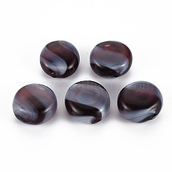 Perles de globe en verre soufflé à la main transparent, rayure, plat rond, brun coco, 19.5~22x10~11.5mm, Trou: 1.5~2.5mm