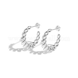 S925 orecchini a bottone con anello in corda intrecciata in argento sterling, orecchini a mezzo cerchio, argento, 22x5mm