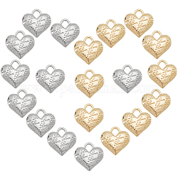 Nbeads20pcs2色合金ペンダント  カドミウムフリー＆鉛フリー  単語「love」付けのハート  プラチナ＆ライトゴールド  16.5x16x5mm  穴：4x3.5mm  10個/カラー