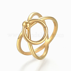 304 палец кольца из нержавеющей стали, крест-накрест кольцо, двойного кольца, х кольца, полый, Размер 7, золотые, 17 мм