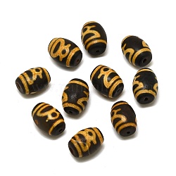 Tibetan Style God of Wealth dZi Beads, Natural Agate Beads, Oval, 15.5~17x12~13mm, Hole: 1.6mm