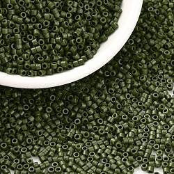 Zylinderförmige Saatperlen, gefrosteten Farben, einheitliche Größe, dunkel olivgrün, 2x1.3~1.5 mm, Bohrung: 0.8~1 mm, ca. 888 Stk. / 10 g
