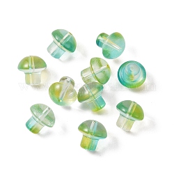 Transparente Glasperlen, Pilz, Rasen grün, 13.5x13.5 mm, Bohrung: 1.6 mm