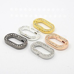 Alloy Rhinestone Spring Gate Rings, Oval Rings, Mixed Color, 29x17.5x4mm, Inner Diameter: 20x9mm
