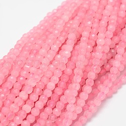 Tinti naturali giada bianca rotonda fili di perline, sfaccettato, roso, 4mm, Foro: 1 mm, circa 92pcs/filo, 15.3 pollice