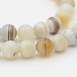 Brins de perles rondes en agate à rayures naturelles / agate à bandes, 6mm, Trou: 1mm, Environ 65 pcs/chapelet, 15.7 pouce
