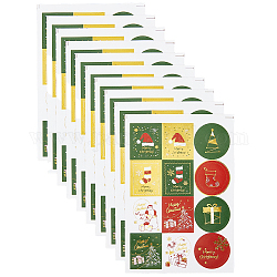 CRASPIRE 120pcs Christmas Stickers Labels 1.5Inch Rectangle Round Gold Laser Merry Christmas Tags Stickers Self Adhesive Xmas Envelope Seals Xmas Stickers for Decoration Party Gift Wrap Bag