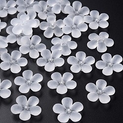 Abalorios de acrílico transparentes, esmerilado, flor, blanco, 22x23x6.5mm, agujero: 1.6 mm, aproximamente 378 unidades / 500 g