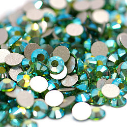 Glass Flat Back Rhinestone, Grade A, Back Plated, Faceted, AB Color, Half Round, Peridot, 4.6~4.8mm