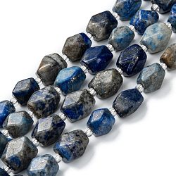 Chapelets de perles en lapis-lazuli naturel, avec des perles de rocaille, facette, polygone, 11~14x8~12x7.5~10mm, Trou: 1.6mm, Environ 25 pcs/chapelet, 15.43 pouce (39.2 cm)