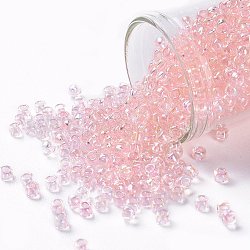 TOHO Round Seed Beads, Japanese Seed Beads, (171) Dyed AB Ballerina Pink, 8/0, 3mm, Hole: 1mm, about 1110pcs/50g