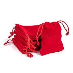 Pochettes rectangle en velours, sacs-cadeaux, rouge, 9x7 cm