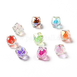 Perles acryliques irisées arc-en-ciel à placage uv bicolore, polygone, couleur mixte, 15.5x16x16mm, Trou: 2.7~2.8mm