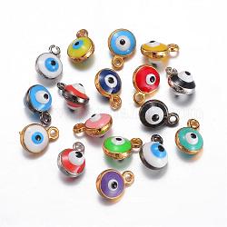 Alloy Enamel Charms, Evil Eye, Mixed Color, 9x6.5x5.5mm, Hole: 1mm