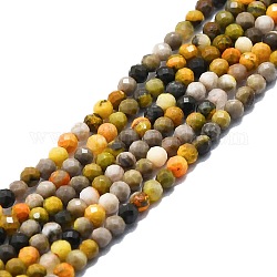 Fili di perle di diaspro naturale calabrone, sfaccettato, tondo, 4mm, Foro: 0.8 mm, circa 108pcs/filo, 15.16''~15.55'' (38.5~39.5 cm)