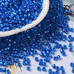Perles de rocaille en verre, cylindre, bleu, 2.5x2mm, Trou: 1.4mm, environ 45359 pcs / livre
