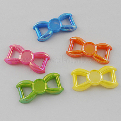 Colorful Acrylic Cabochons, AB Color Plated, Bowknot, Mixed Color, 16x30x3mm, Hole: 7x6mm