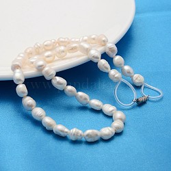 Natural Cultured Freshwater Pearl Beads, Grade A, Rice, Light Yellow, Light Yellow, 7~8mm, Hole: 0.8mm, 14.1inch