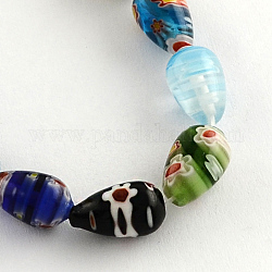 Teardrop Handmade Millefiori Glass Beads Strands, Mixed Color, 12x7~8mm, Hole: 1.5mm, about 32pcs/strand, 15.3 inch