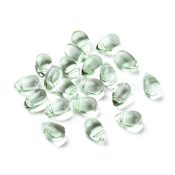 Abalorios de vidrio transparentes, cuentas perforadas superiores, lágrima, verde claro, 9x6x5mm, agujero: 1 mm