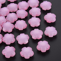 Abalorios de acrílico de la jalea de imitación, flor, facetados, rosa perla, 17x17.5x10mm, agujero: 2 mm, aproximamente 340 unidades / 500 g