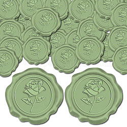 CRASPIRE 25Pcs Adhesive Wax Seal Stickers, Envelope Seal Decoration, For Craft Scrapbook DIY Gift, Dark Sea Green, Flower, 30mm