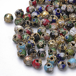 Handmade Cloisonne Perlen, Runde, Mischfarbe, Runde, 6 mm (+ - 0.5~1 mm), Bohrung: ca. 1~1.5 mm