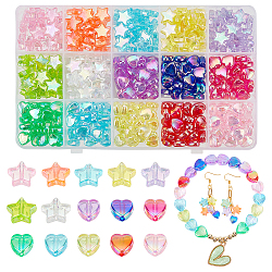 NBEADS 415 Pcs 15 Styles Transparent Acrylic Beads, Small Hole Beads Heart Shaped Beads Loose Bead for Making Bracelet Necklace Jewelry Making Craft Beads, Hole: 0.06 Inch