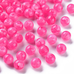 Acryl-Perlen, Nachahmung Edelstein, Runde, tief rosa, 6 mm, Bohrung: 1.8 mm, ca. 5000 Stk. / 500 g