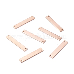 Placage ionique (ip) 304 breloques de connecteur en acier inoxydable, rectangle, or rose, 35x6x1mm, Trou: 1.5mm
