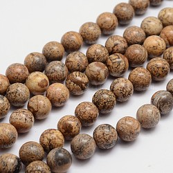 Runden natürlichen Bildjaspisses Perlenstränge, 6 mm, Bohrung: 1 mm, ca. 65 Stk. / Strang, 15.74 Zoll