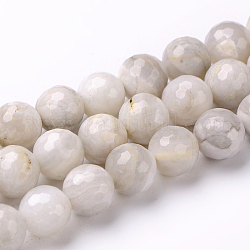 Faceted Natural Agate Round Bead Strands, Dyed, 10mm, Hole: 1mm, about 36~38pcs/strand, 15.74 inch