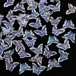 Cabochon in resina trasparente, con polvere di scintillio, farfalla, colore misto, 7x10x2~2.5mm