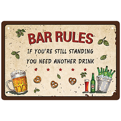 CREATCABIN Bar Rules Metal Tin Sign Vintage Wall Art Decor House Plaque Poster for Home Bar Pub Garden Kitchen Coffee Garage Decoration 12 x 8 Inch