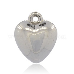 Ciondoli a cuore in plastica ccb, platino, 17x15x9mm, Foro: 2 mm