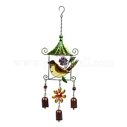 Glass Wind Chime, Pendant Decoration, with Iron Findings, for Garden, Window Decoration, Bird, 530x175mm