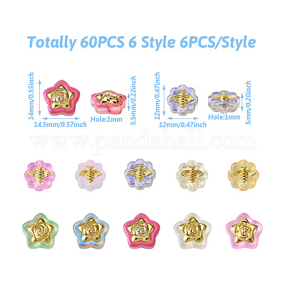 60шт 10 стиля прозрачные окрашенные распылением стеклянные бусины LAMP-CW0001-04-1