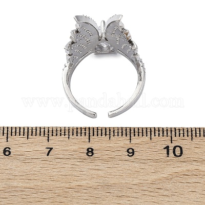 Латунные кольца-манжеты с микропаве и прозрачным цирконием для женщин RJEW-S398-03B-P-1