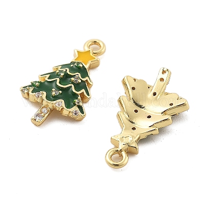 Рождественские тематические латунные подвески с микропаве и кубическим цирконием KK-L228-30C-G-1