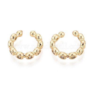 Серьги-каффы из латуни с паве из кубического циркония EJEW-T049-03B-G-1