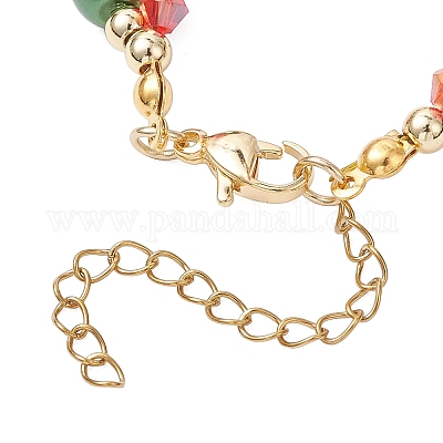 Рождественские браслеты из стеклянных и запекаемых бусин с перламутровым покрытием для женщин BJEW-JB12441-01-1