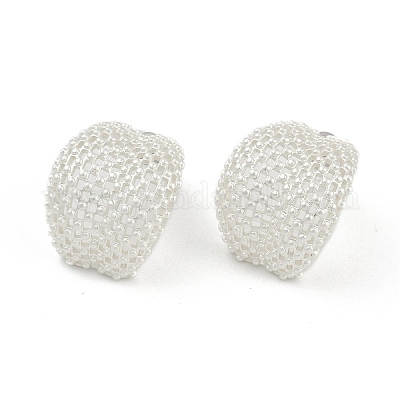 Полые выпуклые латунные серьги-гвоздики EJEW-Q391-21S-02-1